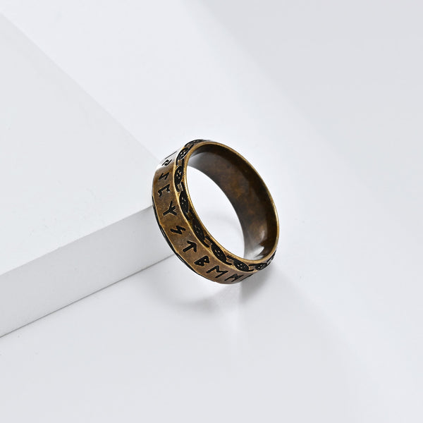 Men's Black Titanium Stainless Steel Ring with Viking Runic Engraving, Unique Symbolic Design, Durable, Comfortable Fit, Perfect for Gifts or Everyday Wear-Men's Ring-SunnyHouse Jewelry
