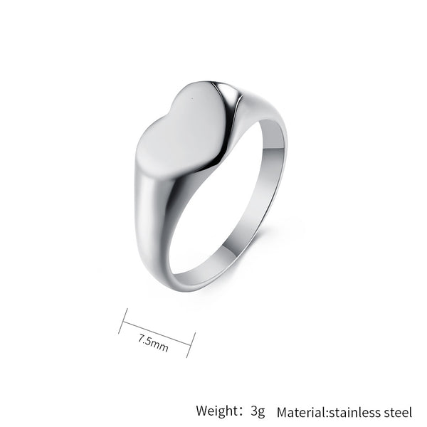 Women’s Heart Signet Ring – Polished Finish, Durable and Hypoallergenic, Elegant Minimalist Jewelry-Women's Ring-SunnyHouse Jewelry