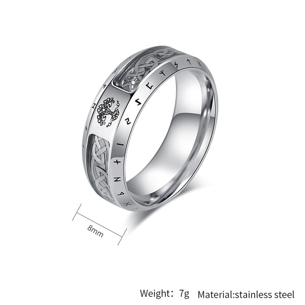 Men's Bronze Titanium Stainless Steel Ring with Celtic Knot and Viking Runic Engraving, Durable, Stylish, Comfortable Fit, Unique Gift for Men-Men's Ring-SunnyHouse Jewelry