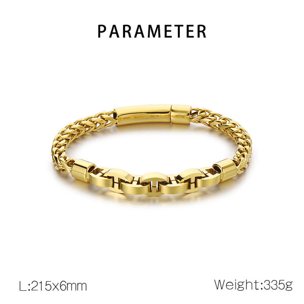 Men's Gold Titanium Stainless Steel Bracelet - Modern Link Chain Jewelry-Men's Bracelet-SunnyHouse Jewelry
