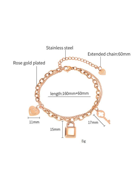 Women's Fashion Smiling Lock Bracelet-Womens Bracelet-SunnyHouse Jewelry