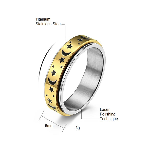 Women's Fashion Moon and Star Ring-Womens Ring-SunnyHouse Jewelry