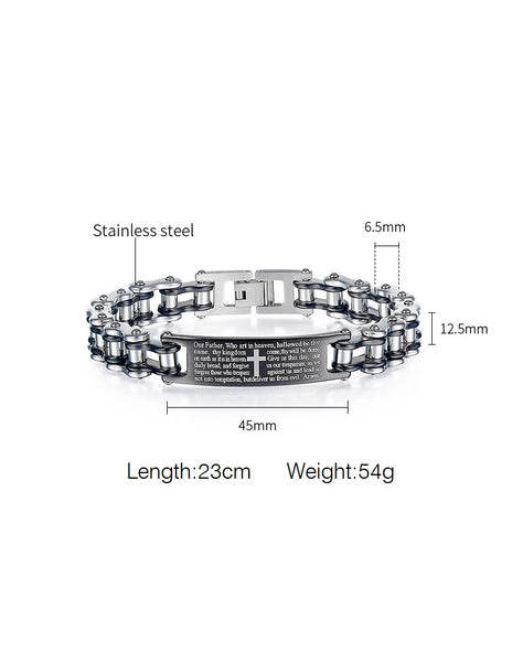Men's Fashion Bible Cross Harley Bike Bracelet-Mens Bracelet-SunnyHouse Jewelry