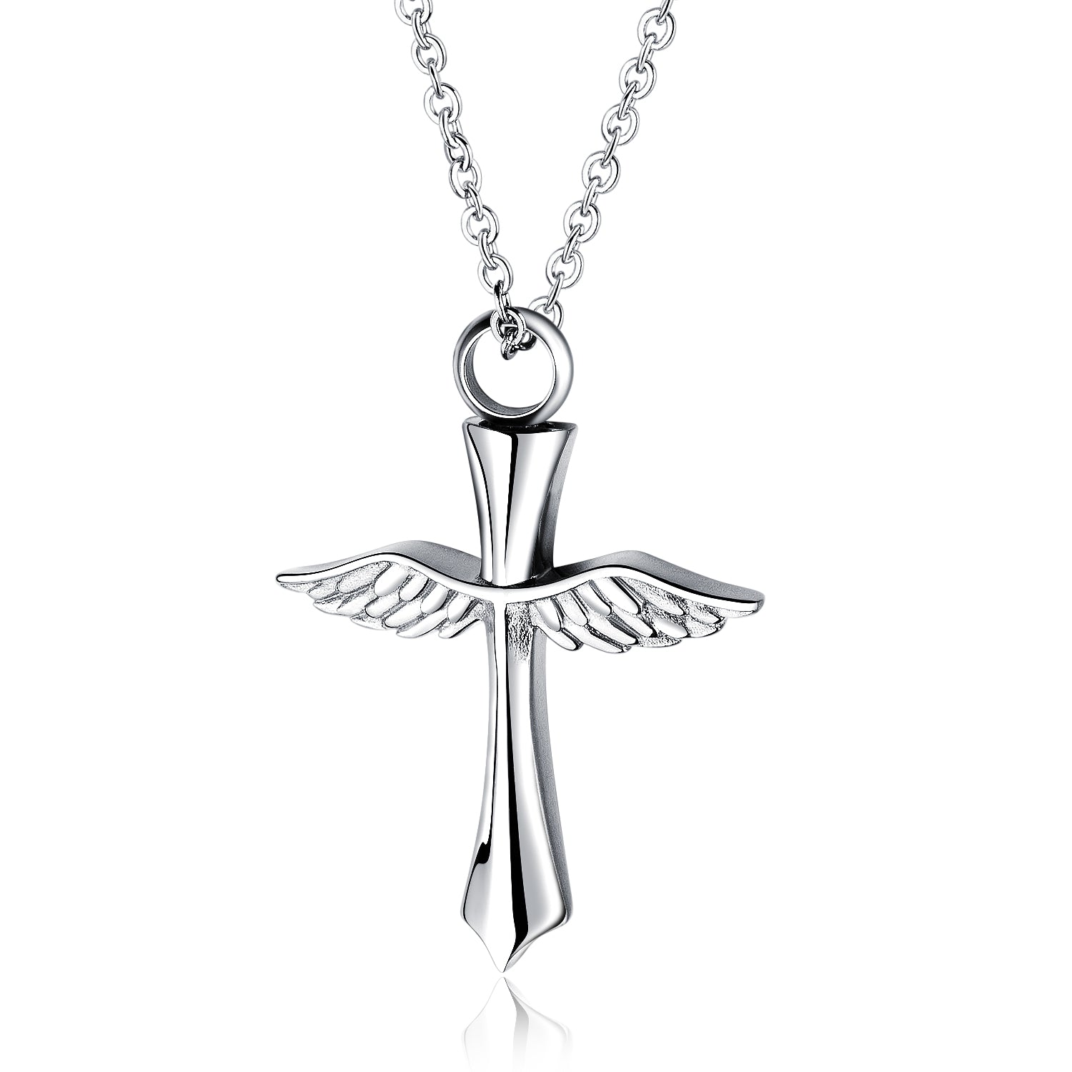Men's Fashion Angel Cross Pendant Necklace-Mens Pendant Necklace-SunnyHouse Jewelry