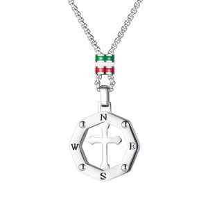 Men's Fashion Cross Compass Pendant Necklace-Mens Pendant Necklace-SunnyHouse Jewelry