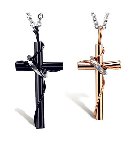 His & Hers Matching Set Lingering Love Cross Couple Necklace Couple Jewelry Set-Couple Necklace-SunnyHouse Jewelry