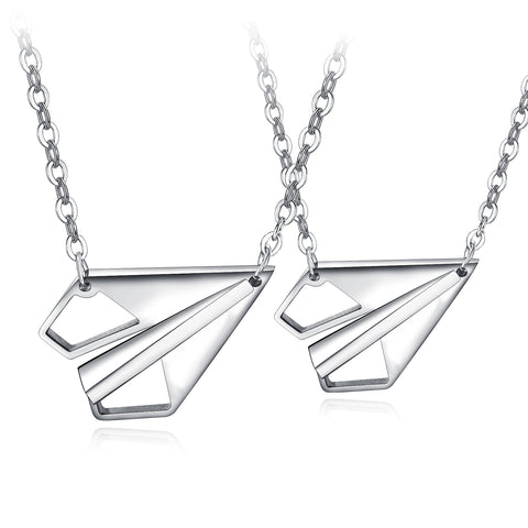 His & Hers Matching Set Little Plane Tag Pendant Necklace Couple Jewelry Set-Couple Necklace-SunnyHouse Jewelry