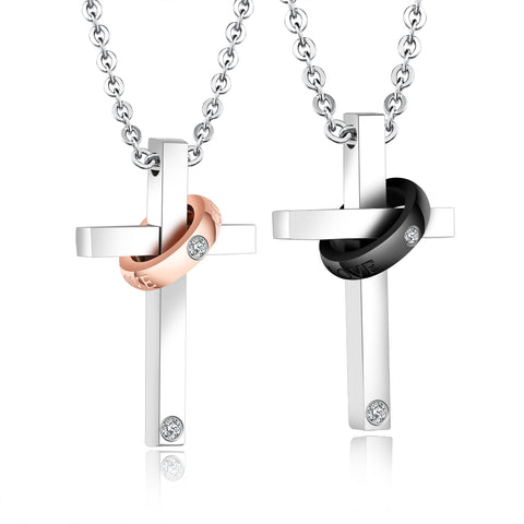 His & Hers Matching Set Fashion Cross Couple Necklace Couple Jewelry Set-Couple Necklace-SunnyHouse Jewelry
