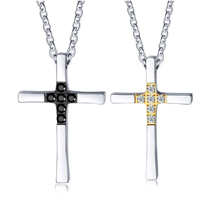 His & Hers Matching Set Couple Cross Tag Pendant Necklace Couple Jewelry Set-Couple Necklace-SunnyHouse Jewelry