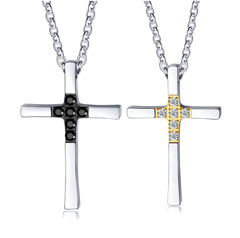 His & Hers Matching Set Couple Cross Tag Pendant Necklace Couple Jewelry Set-Couple Necklace-SunnyHouse Jewelry
