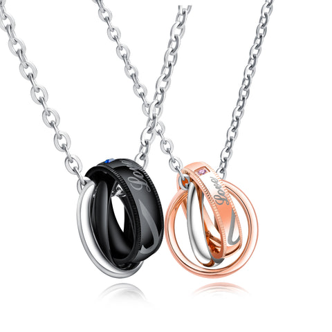 His & Hers Matching Set Valentine Ring Couple Necklace Couple Jewelry Set-Couple Necklace-SunnyHouse Jewelry