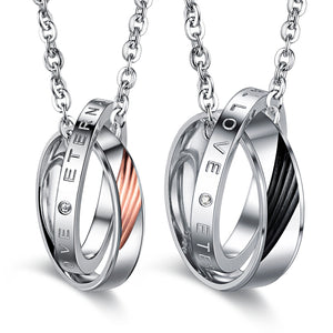 His & Hers Matching Set Valentine Rings Couple Necklace Couple Jewelry Set-Couple Necklace-SunnyHouse Jewelry