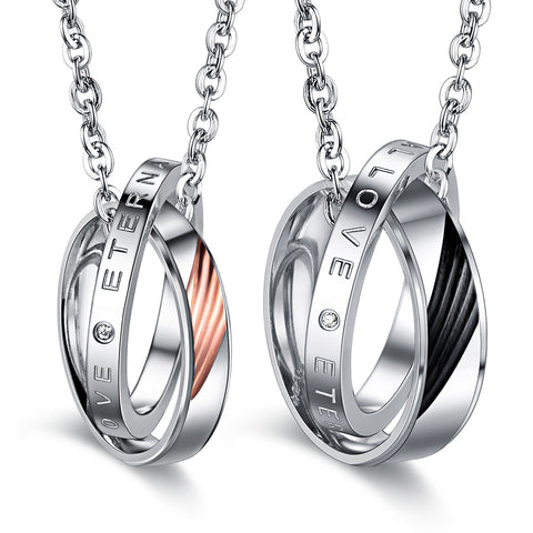 His & Hers Matching Set Valentine Rings Couple Necklace Couple Jewelry Set-Couple Necklace-SunnyHouse Jewelry