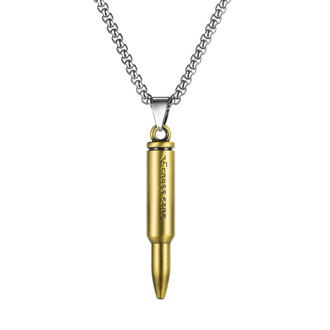 Men's Fashion Gold Bullet Pendant Necklace-Mens Pendant Necklace-SunnyHouse Jewelry