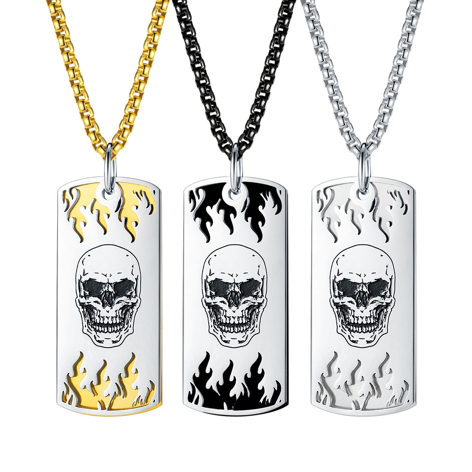 Men's Fashion Hip Hop Skull Tag Pendant Necklace-Mens Pendant Necklace-SunnyHouse Jewelry