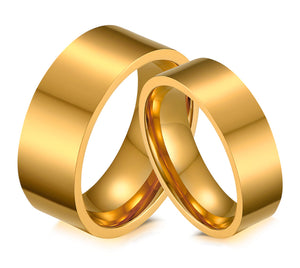 His & Hers Matching Set Simple Gold Love Couple Rings Wedding Band Set-Couple Rings-SunnyHouse Jewelry