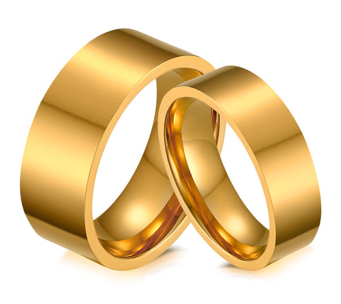 His & Hers Matching Set Simple Gold Love Couple Rings Wedding Band Set-Couple Rings-SunnyHouse Jewelry