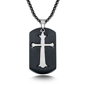 Men's Fashion Cross Tag Pendant Necklace-Mens Pendant Necklace-SunnyHouse Jewelry