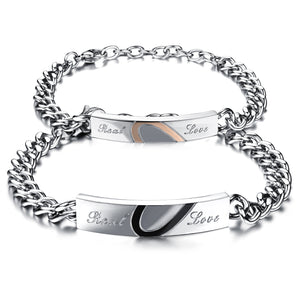 His & Hers Matching Set Heart with Heart Couple Bracelets, Valentine, Anniversary, Wedding, Promise, Engagement Gift-Couple Bracelets-SunnyHouse Jewelry