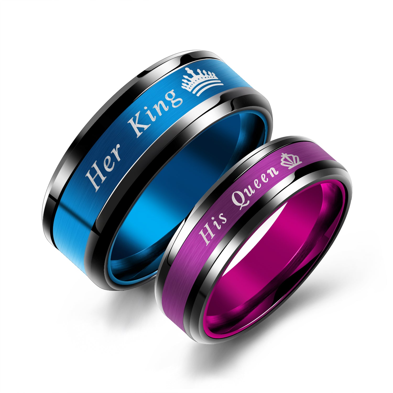 His & Hers Matching Set Her King and His Queen Couple Rings-Couple Rings-SunnyHouse Jewelry