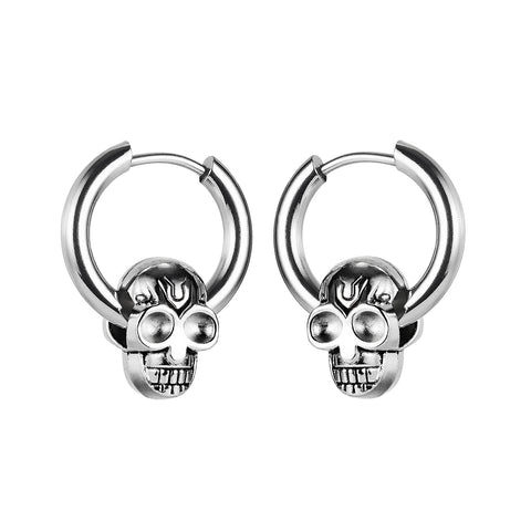 Women's Fashion Hip Hop Skull Hoop Earrings-Womens Earrings-SunnyHouse Jewelry