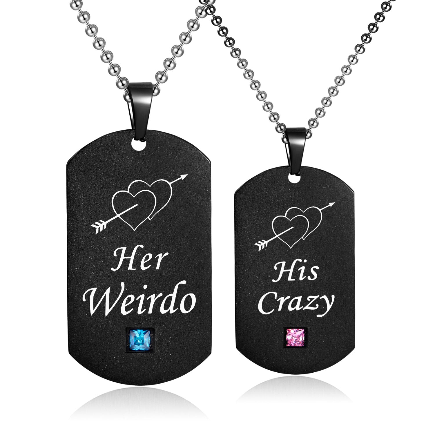 His & Hers Matching Set Her Weirdo His Crazy Tag Pendant Necklace Couple Jewelry Set-Couple Necklace-SunnyHouse Jewelry