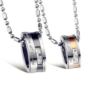 His & Hers Matching Set Love You till the End Tag Pendant Necklace Couple Jewelry Set-Couple Necklace-SunnyHouse Jewelry