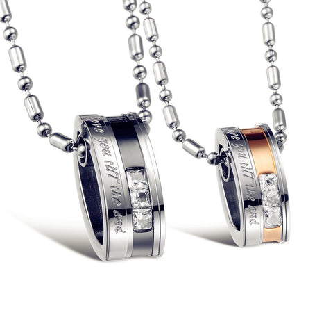 His & Hers Matching Set Love You till the End Tag Pendant Necklace Couple Jewelry Set-Couple Necklace-SunnyHouse Jewelry