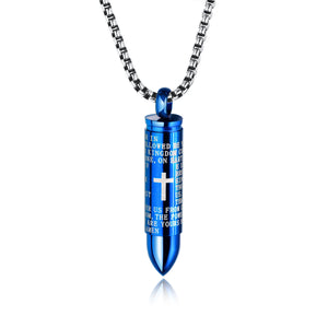 Men's Fashion Blue Bullet Pendant Necklace-Mens Pendant Necklace-SunnyHouse Jewelry