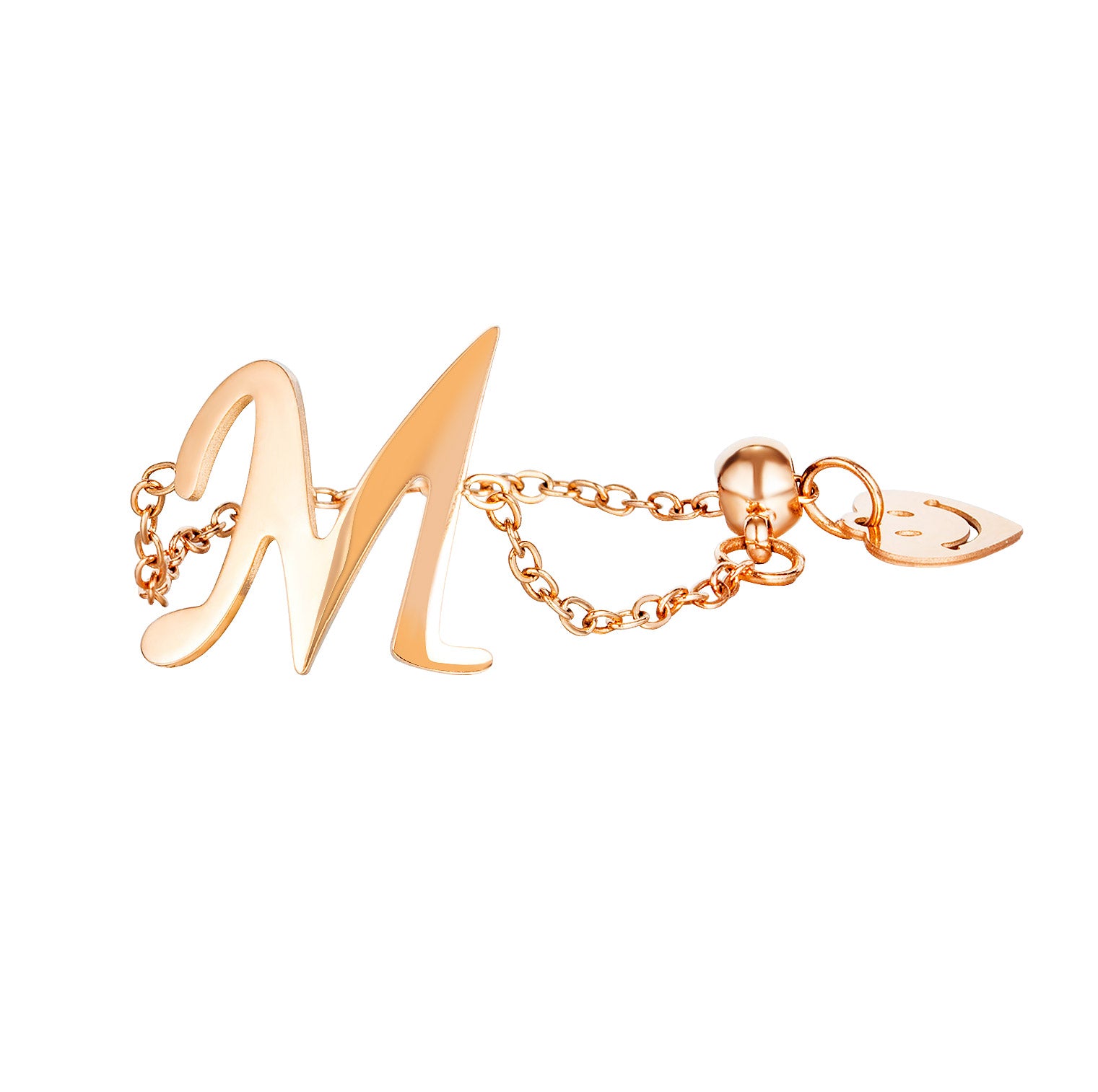 Women's Fashion Rose Gold M Ring-Womens Ring-SunnyHouse Jewelry