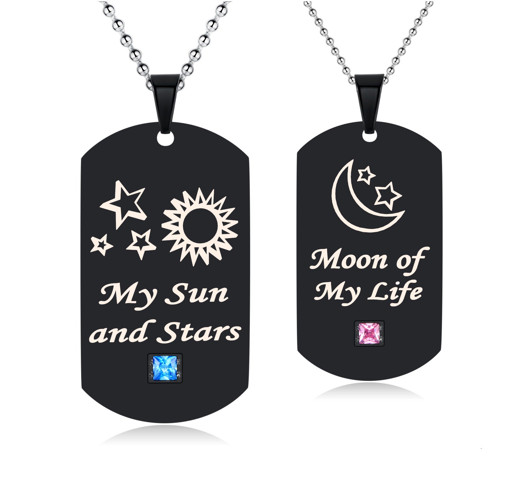 His & Hers Matching Set My Sun and Stars Moon of My Life Tag Pendant Necklace Couple Jewelry Set-Couple Necklace-SunnyHouse Jewelry