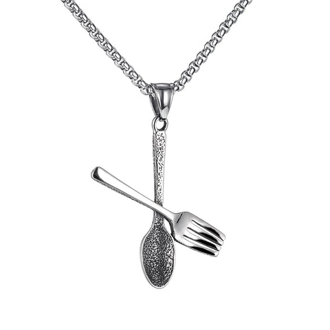 Men's Fashion Hip Hop Spoon and Fork Pendant Necklace-Mens Pendant Necklace-SunnyHouse Jewelry