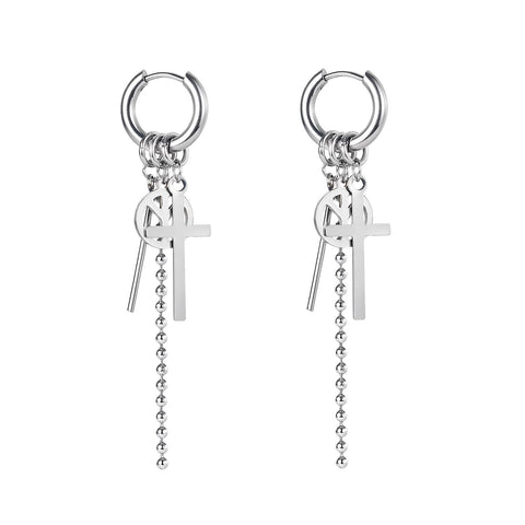 Women's Fashion Cross and Peace Drop Earrings-Womens Earrings-SunnyHouse Jewelry
