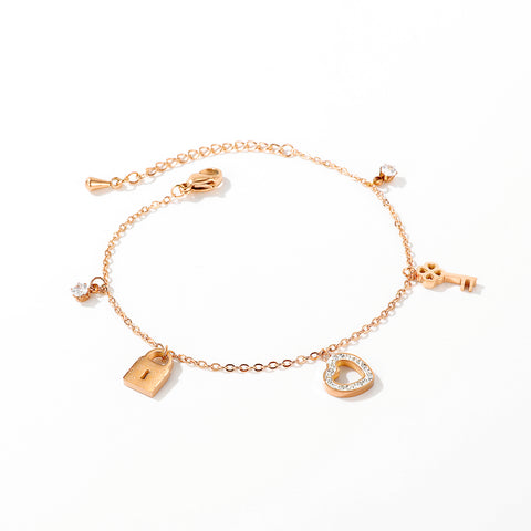 Women's Fashion Key and Lock Bracelet-Womens Bracelet-SunnyHouse Jewelry