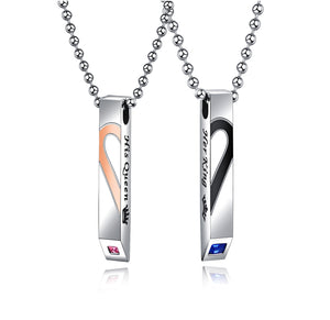 His & Hers Matching Set Her King His Queen Tag Pendant Necklace Couple Jewelry Set-Couple Necklace-SunnyHouse Jewelry