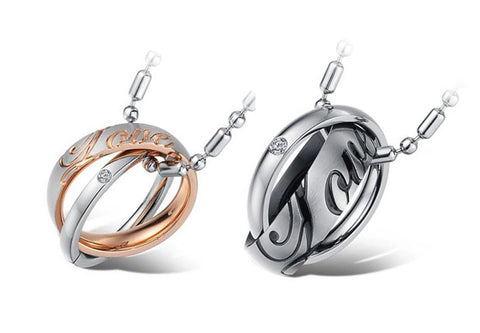 His & Hers Matching Set True Love Tag Pendant Necklace Couple Jewelry Set-Couple Necklace-SunnyHouse Jewelry