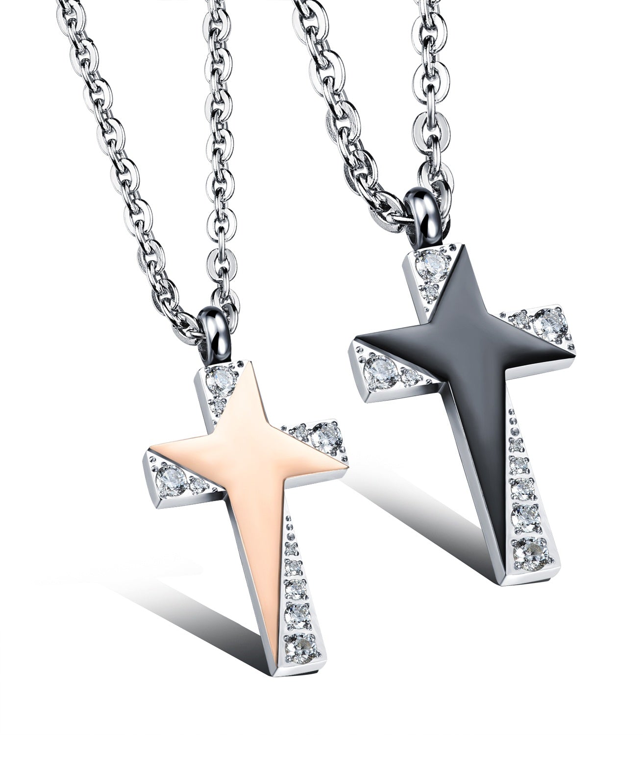 His & Hers Matching Set Blinking Cross Couple Necklace Couple Jewelry Set-Couple Necklace-SunnyHouse Jewelry