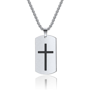 Men's Fashion Cross Tag Pendant Necklace-Mens Pendant Necklace-SunnyHouse Jewelry