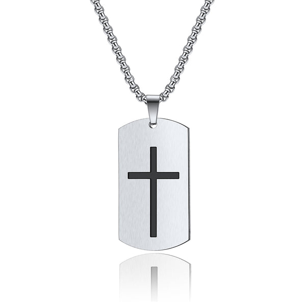 Men's Fashion Cross Tag Pendant Necklace-Mens Pendant Necklace-SunnyHouse Jewelry