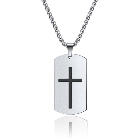 Men's Fashion Cross Tag Pendant Necklace-Mens Pendant Necklace-SunnyHouse Jewelry