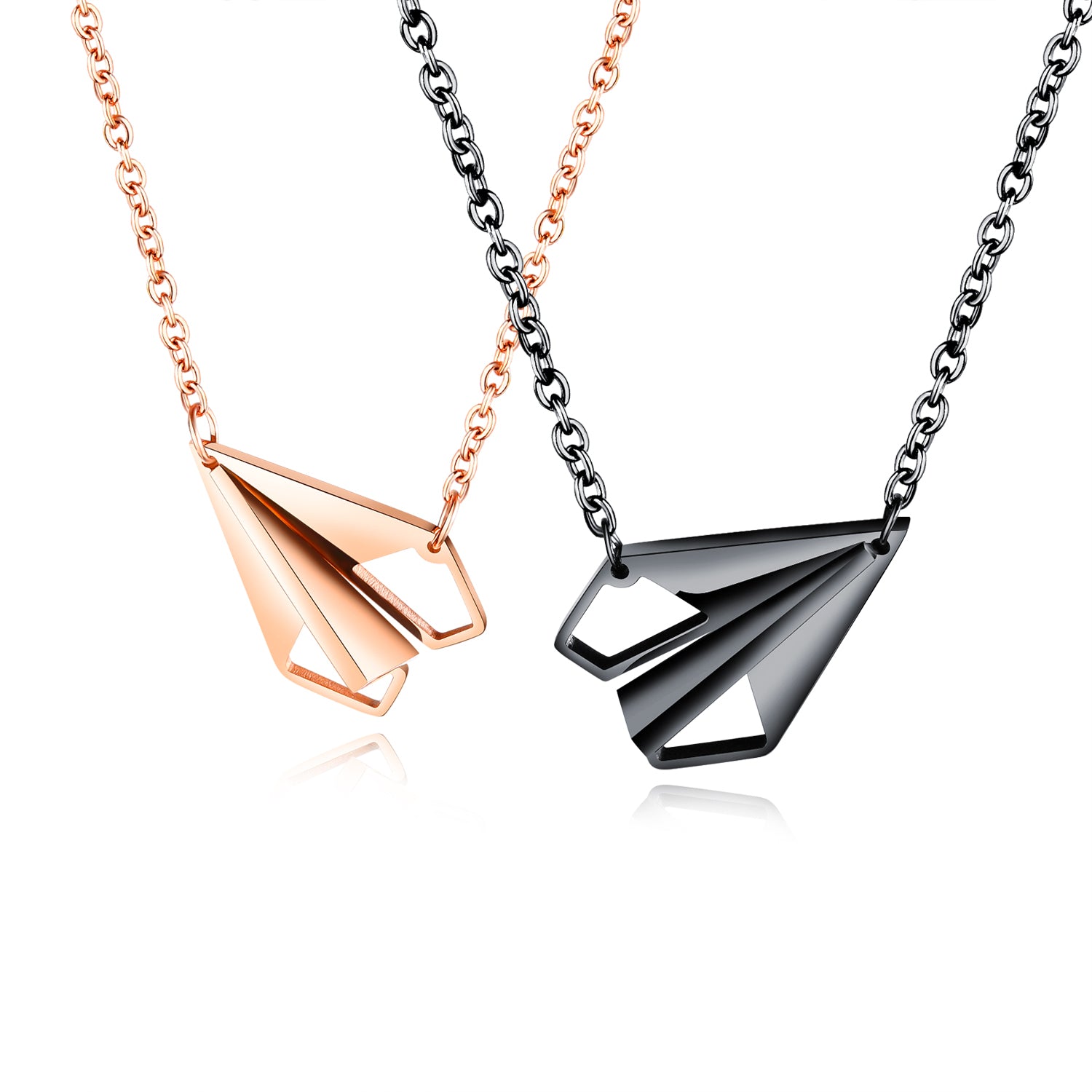 His & Hers Matching Set Little Plane Tag Pendant Necklace Couple Jewelry Set-Couple Necklace-SunnyHouse Jewelry