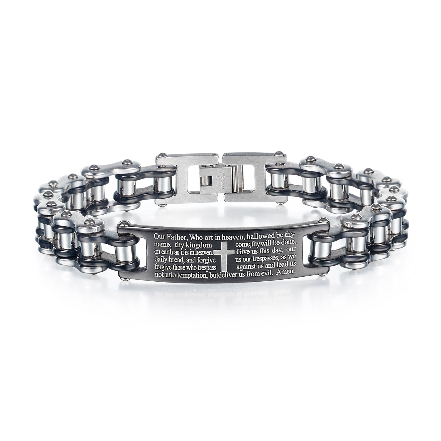 Men's Fashion Bible Cross Harley Bike Bracelet-Mens Bracelet-SunnyHouse Jewelry