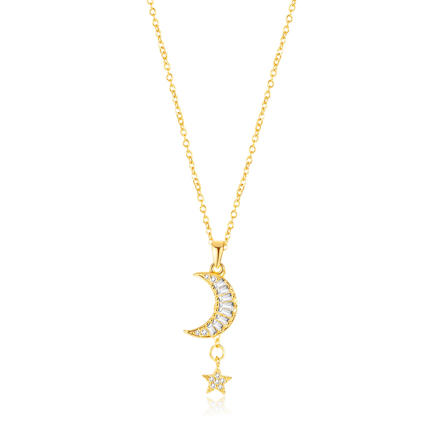 Women's Fashion Golden Moon Pendant Necklace-Womens Pendant Necklace-SunnyHouse Jewelry