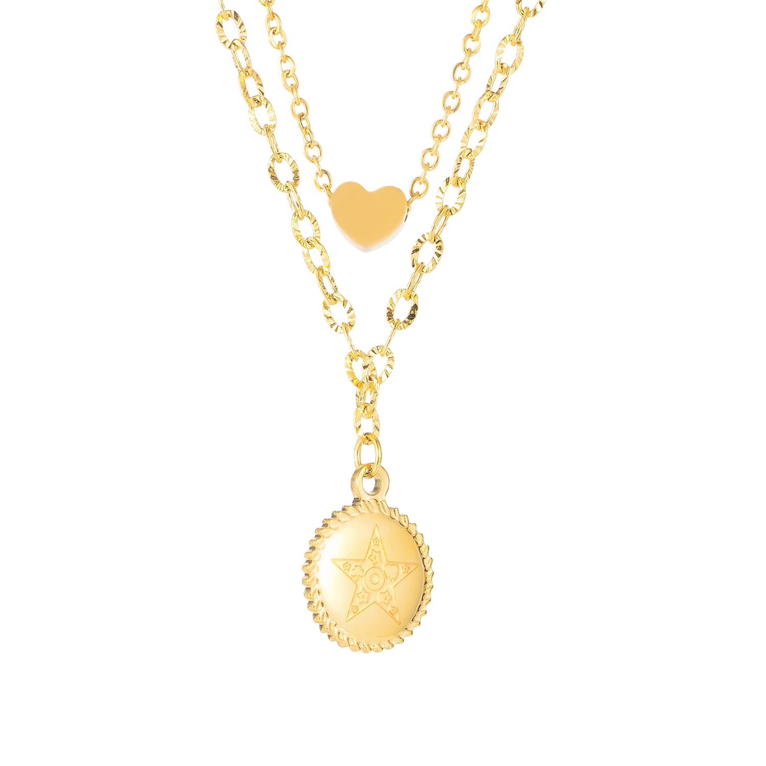 Women's Fashion Star and Heart Pendant Necklace-Womens Pendant Necklace-SunnyHouse Jewelry