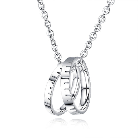 Men's Fashion Double Ring Pendant Necklace-Mens Pendant Necklace-SunnyHouse Jewelry