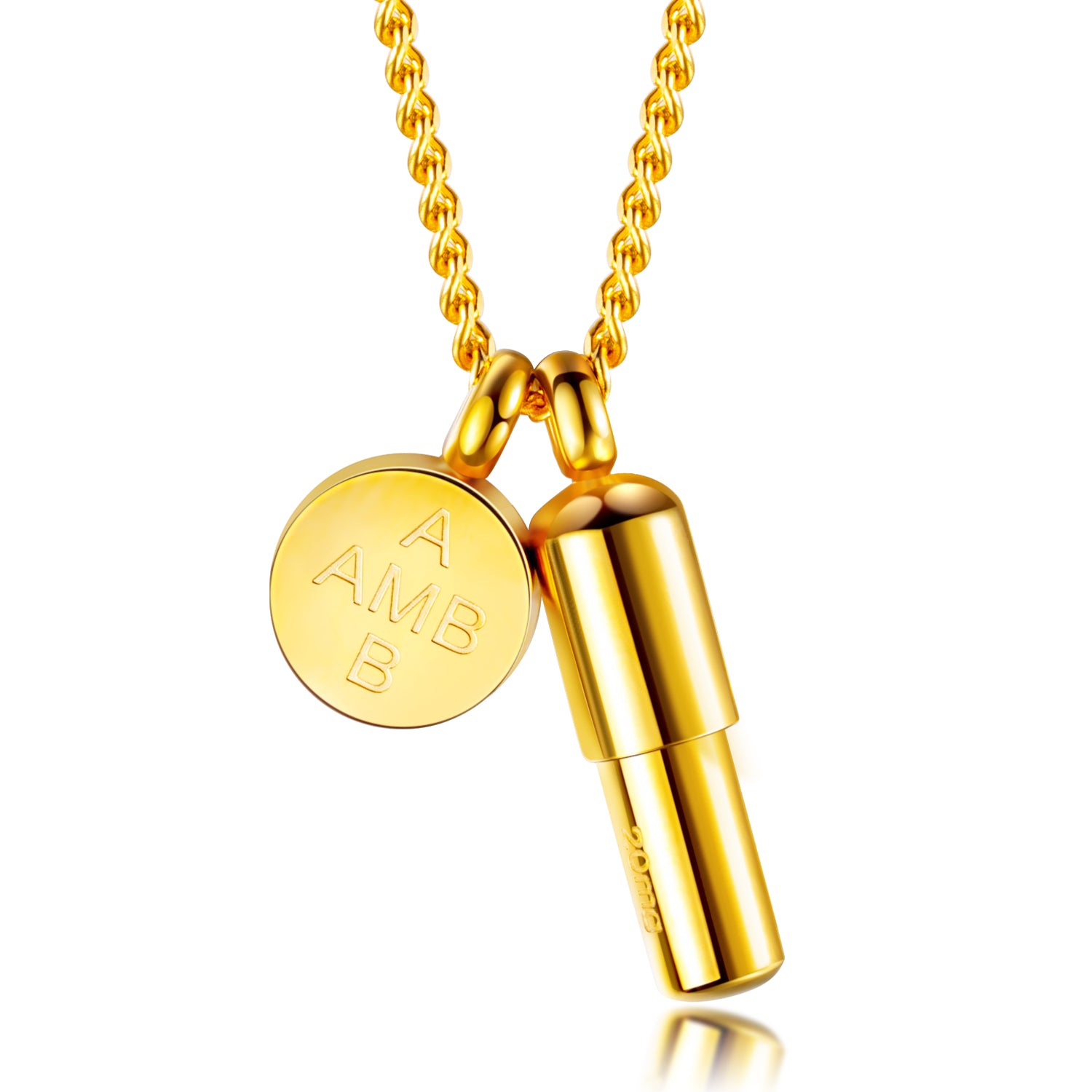 Men's Fashion Gold Capsule Pendant Necklace-Mens Pendant Necklace-SunnyHouse Jewelry