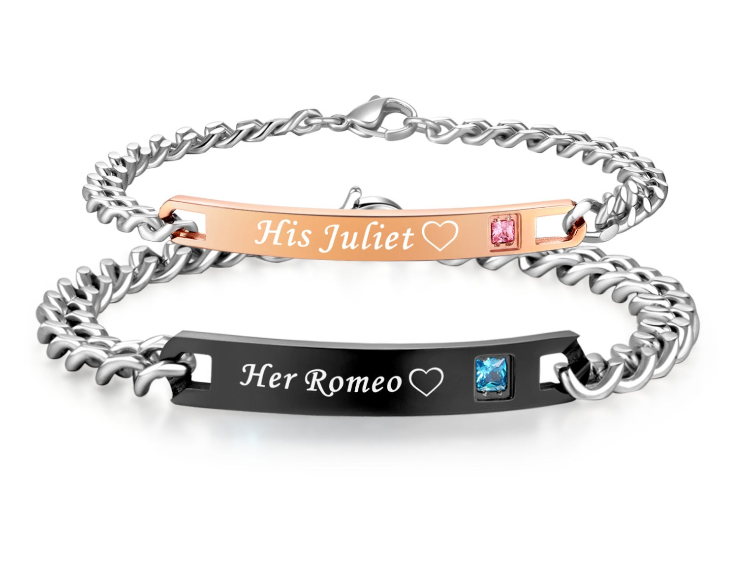 His & Hers Matching Set Romeo and Juliet Couple Bracelets, Valentine, Anniversary, Wedding, Promise, Engagement Gift-Couple Bracelets-SunnyHouse Jewelry