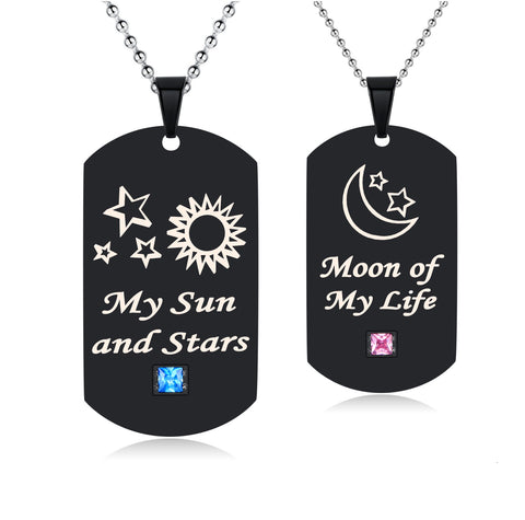 His & Hers Matching Set My Sun and Stars Moon of My Life Tag Pendant Necklace Couple Jewelry Set-Couple Necklace-SunnyHouse Jewelry