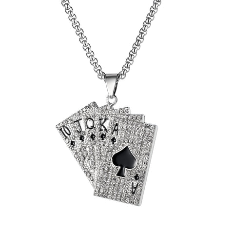 Men's Fashion Poker Winner Pendant Necklace-Mens Pendant Necklace-SunnyHouse Jewelry