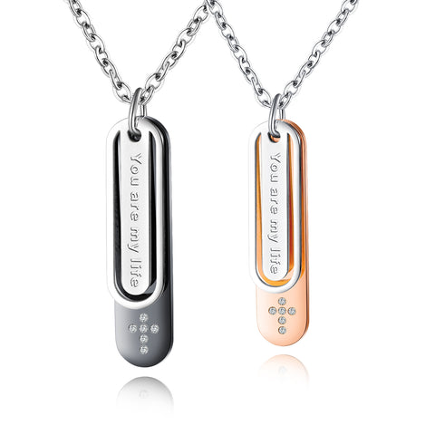 His & Hers Matching Set You Are My Life Tag Pendant Necklace Couple Jewelry Set-Couple Necklace-SunnyHouse Jewelry